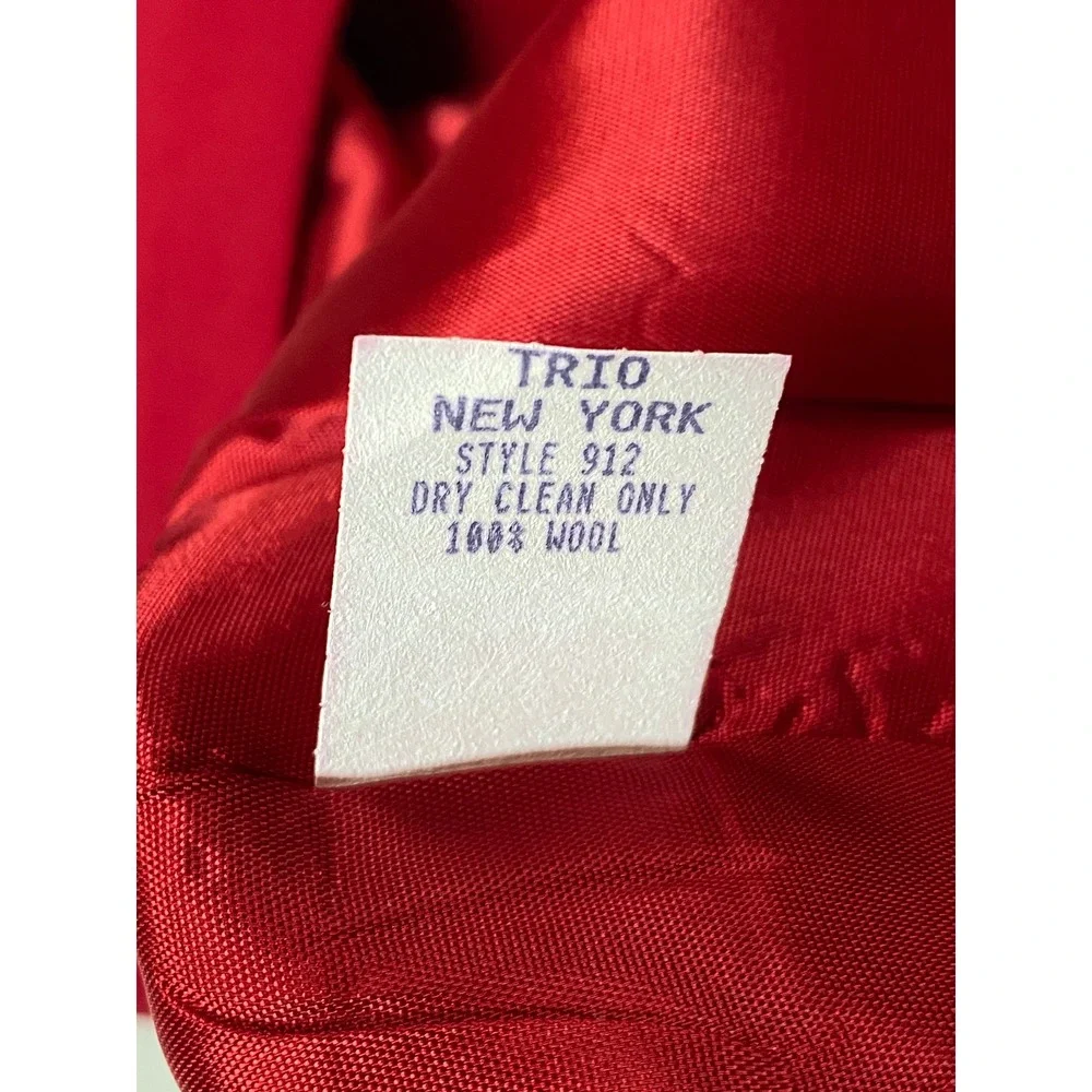 Trio New York Red 100% Wool Wrap Mini Skirt Vintage Size 14 Style 912 High Waist
